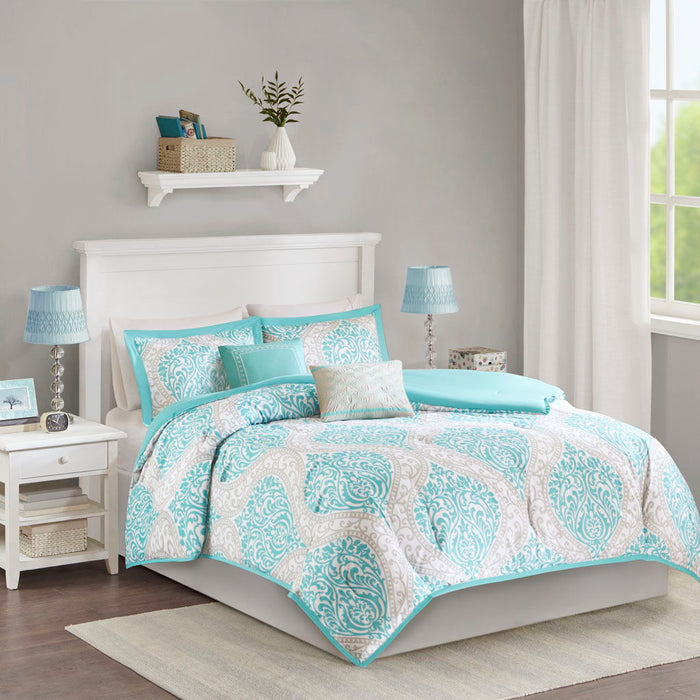 Senna - Twin Comforter Set - Aqua