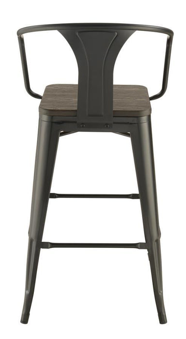 Cavalier - Wooden Seat Bar Stools (Set of 2) - Dark Elm And Matte Black - Simple Home Plus