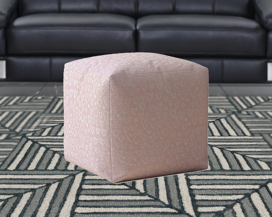 Cotton Abstract Pouf Cover - Pink