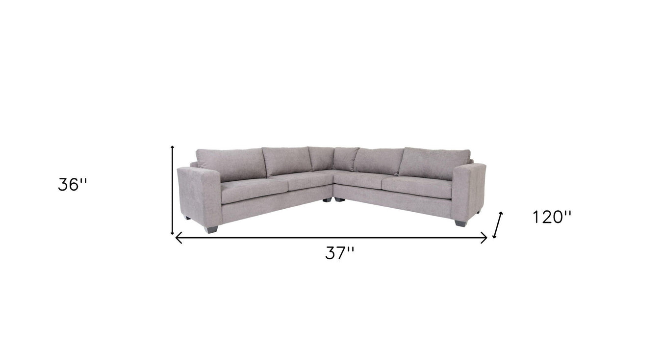 Polyester Blend L Shaped Three Piece Corner Sectional - Gray