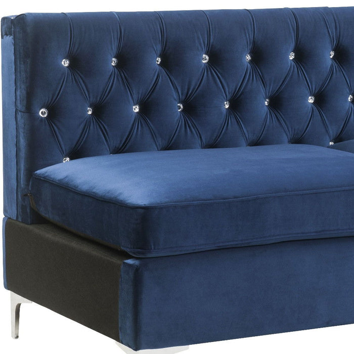 Sofa And Toss Pillows With Silver Legs - Blue