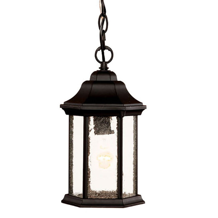 Textured Glass Lantern Hanging Light - Antique Black