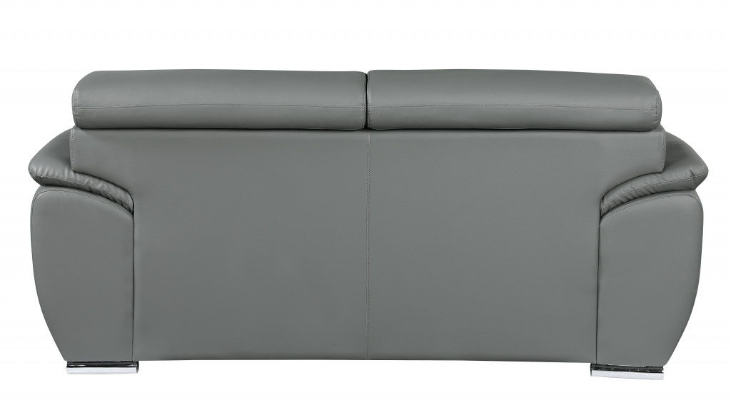 Leather Sofa - Gray / Silver