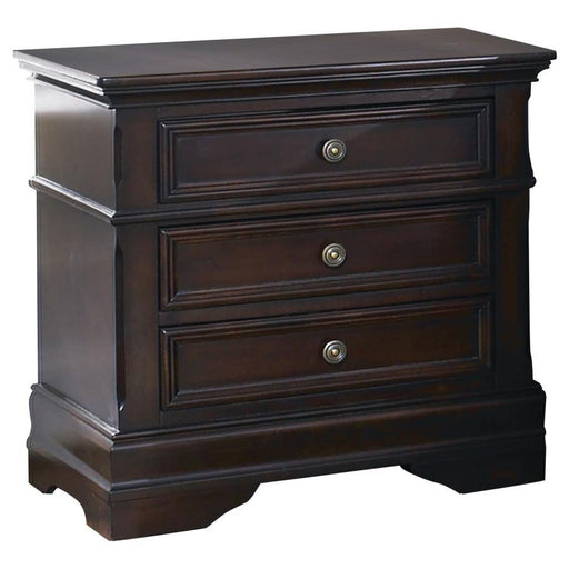 Cambridge - 3-Drawer Rectangular Nightstand - Cappuccino - Simple Home Plus