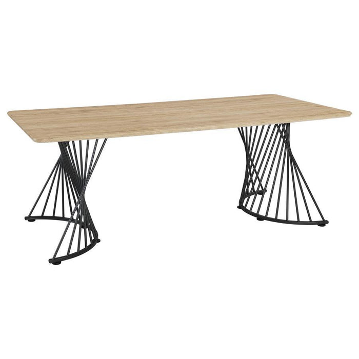 Altus - Swirl Base Dining Table - Natural Oak And Gunmetal - Simple Home Plus