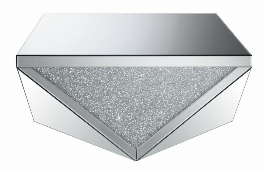 Amore - Square Coffee Table With Triangle Detailing - Silver And Clear Mirror - Simple Home Plus