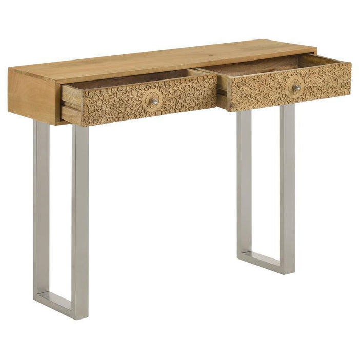 Draco - Console Table With Hand Carved Drawers - Natural - Simple Home Plus