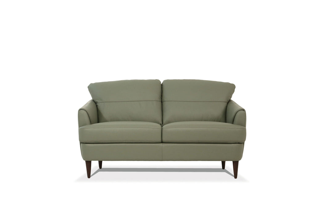 Leather Love Seat - Green / Brown