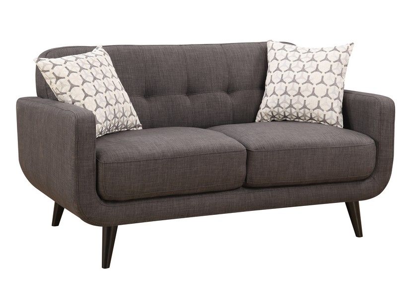 Loveseat And Toss Pillows - Charcoal / Black