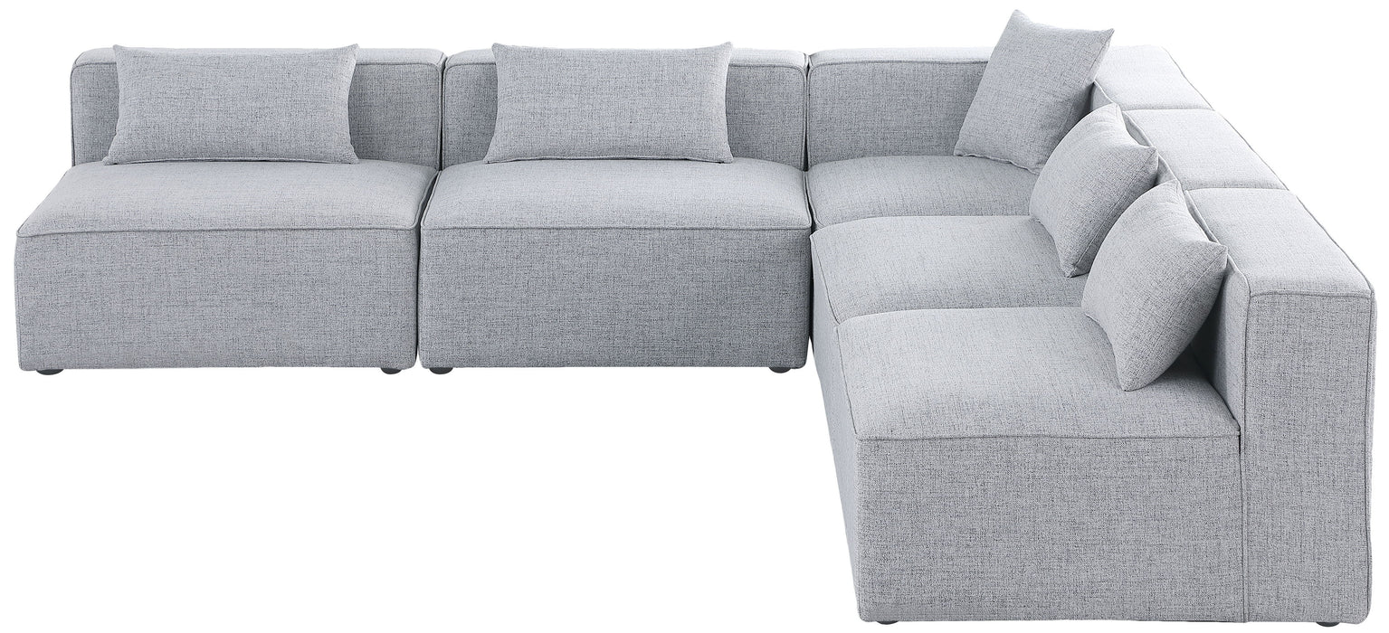 Cube - Modular Sectional 5 Piece - Gray - Fabric - Modern & Contemporary