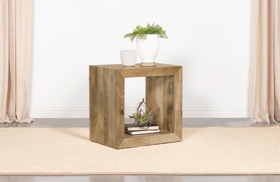 Benton - Rectangular Solid Wood End Table - Natural - Simple Home Plus