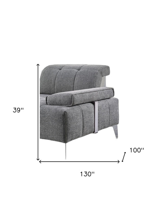 Polyester Modular L Shaped Three Piece Corner Sectional - Gray