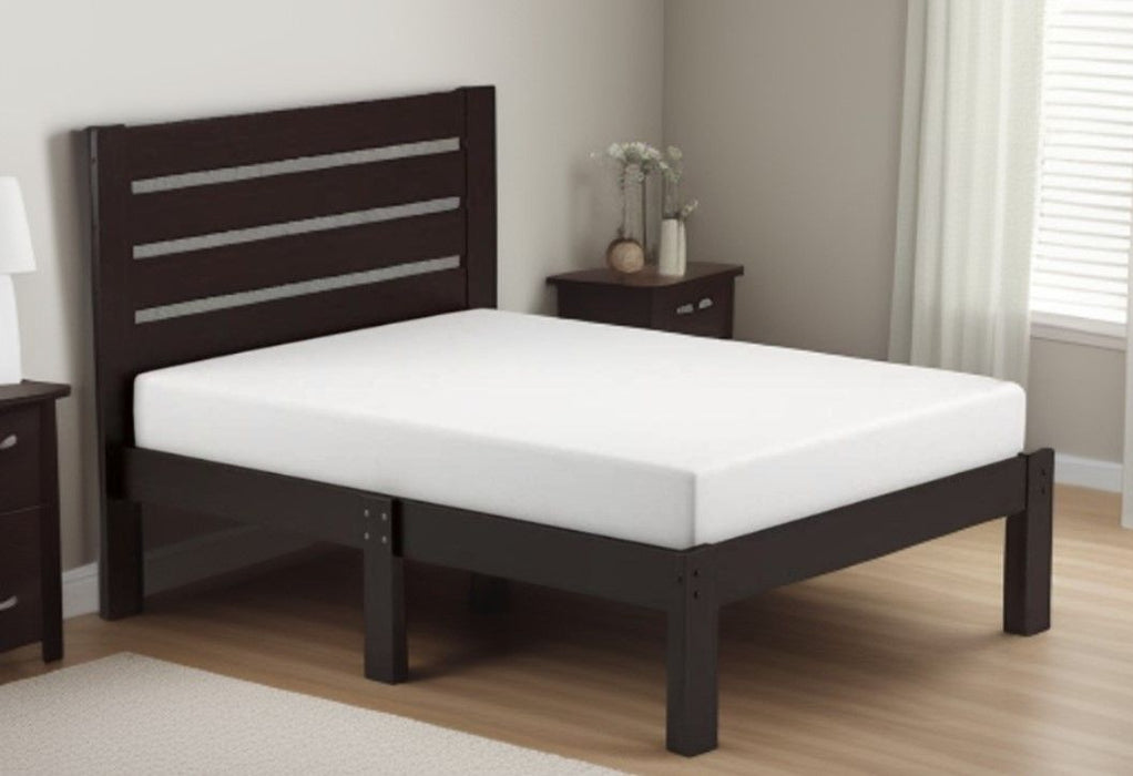 Popular Queen Size Slat Wood Bed - Espresso