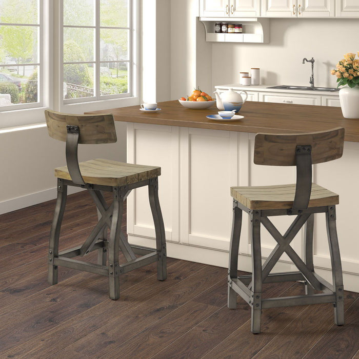 Lancaster - Counter Stool With Back - Oak / Silver