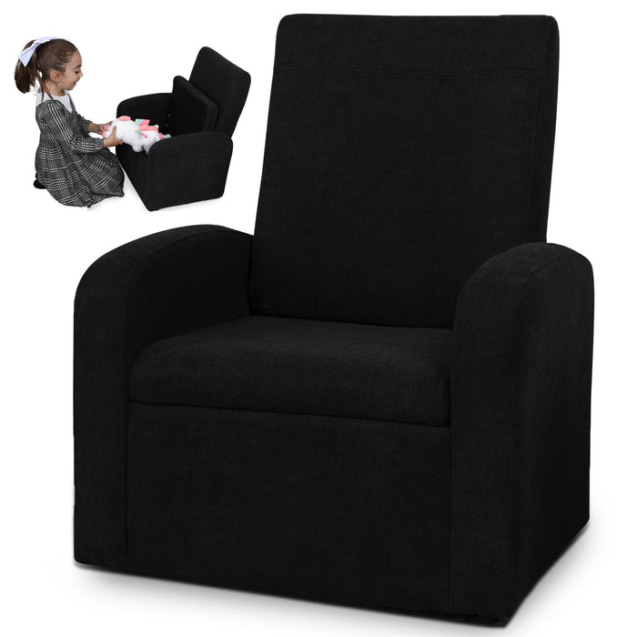 Kids Comfy Upholstered Recliner Chair With Storage - Black