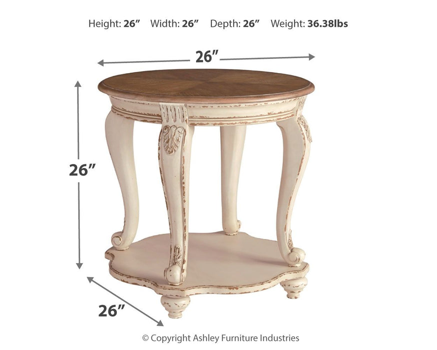 Realyn - White / Brown - Round End Table - Simple Home Plus