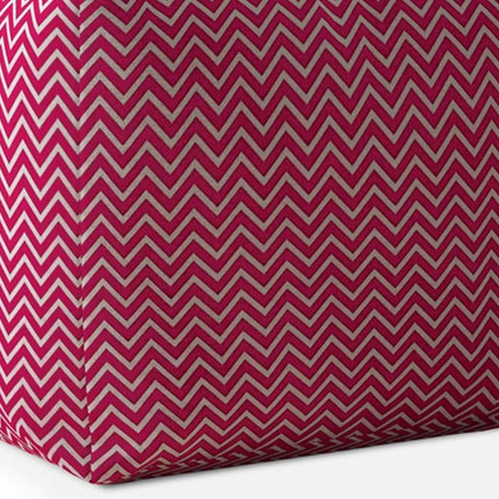 Cotton Chevron Pouf Ottoman - Pink