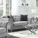 Frostine - Button Tufted Loveseat - Silver - Simple Home Plus