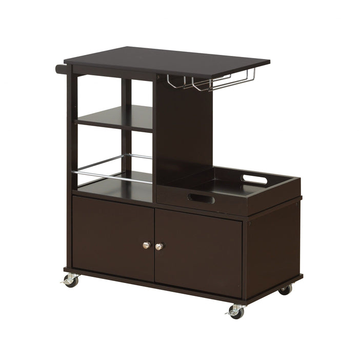 Wenge Wood Casters Kitchen Cart - Brown