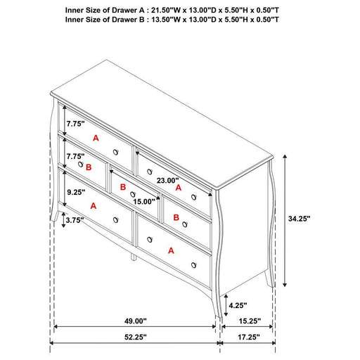 Dominique - 7-Drawer Dresser - White - Simple Home Plus