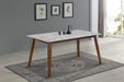 Everett - Faux Marble Top Dining Table - Natural Walnut And White - Simple Home Plus