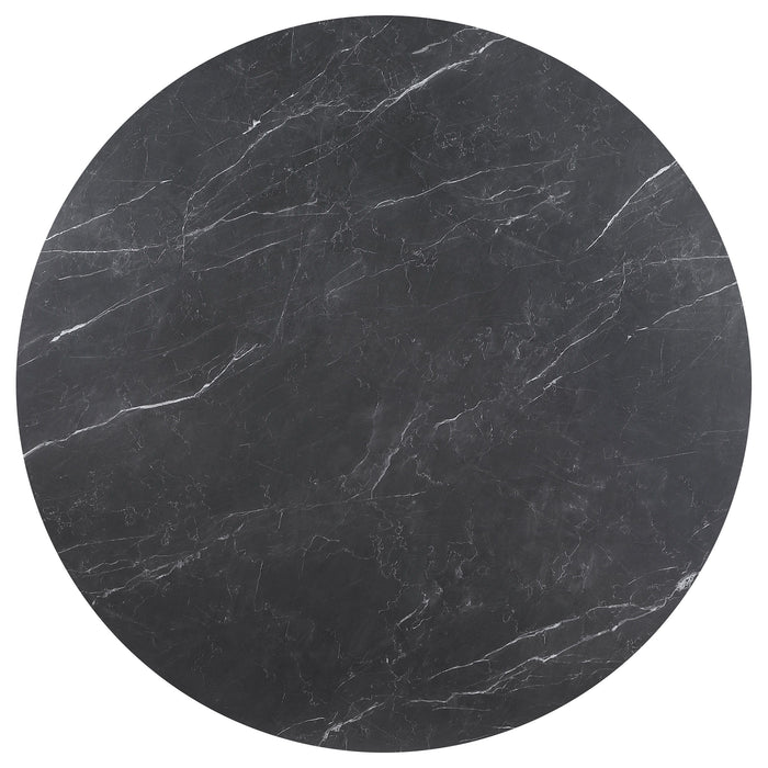 Camden - Round Faux Marble Top Dining Table - Black