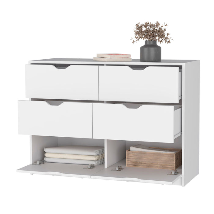 Manufactured Wood Six Drawer Modern Dresser - White