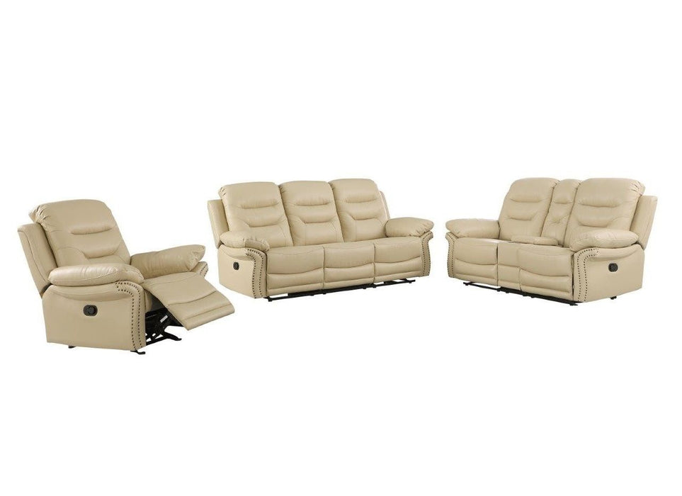 Three Piece Indoor Faux Leather Five Person Seating Set - Beige