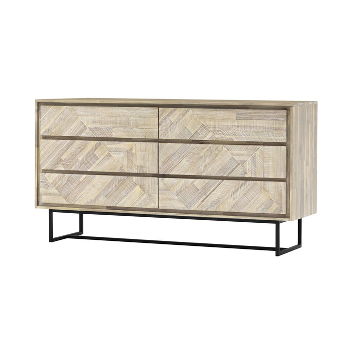 Solid Wood 6 Drawer Double Dresser - Natural