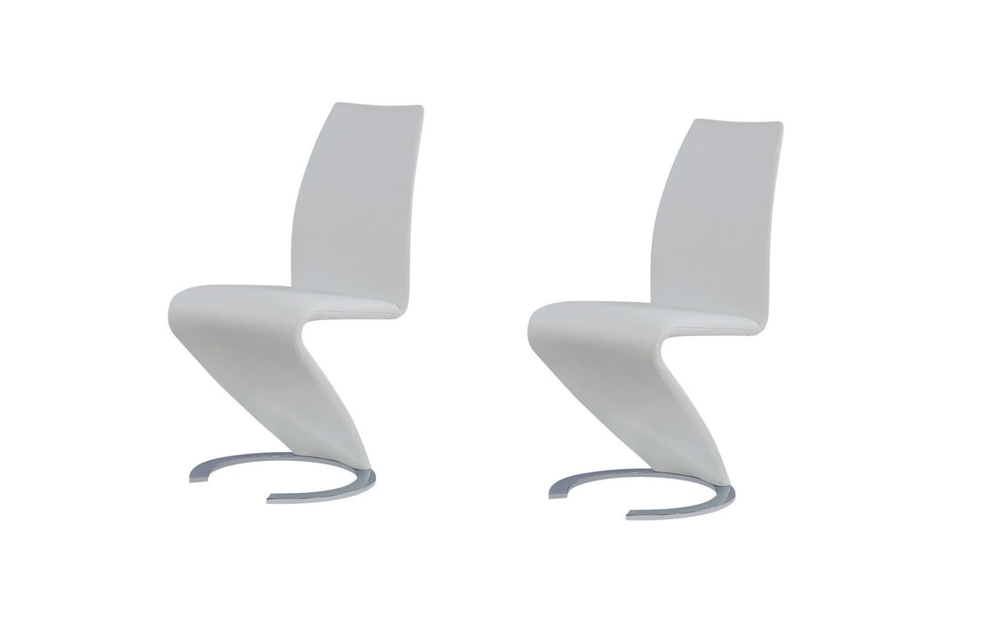 Upholstered Faux Leather Dining Parsons Chairs (Set of 2) - White / Silver