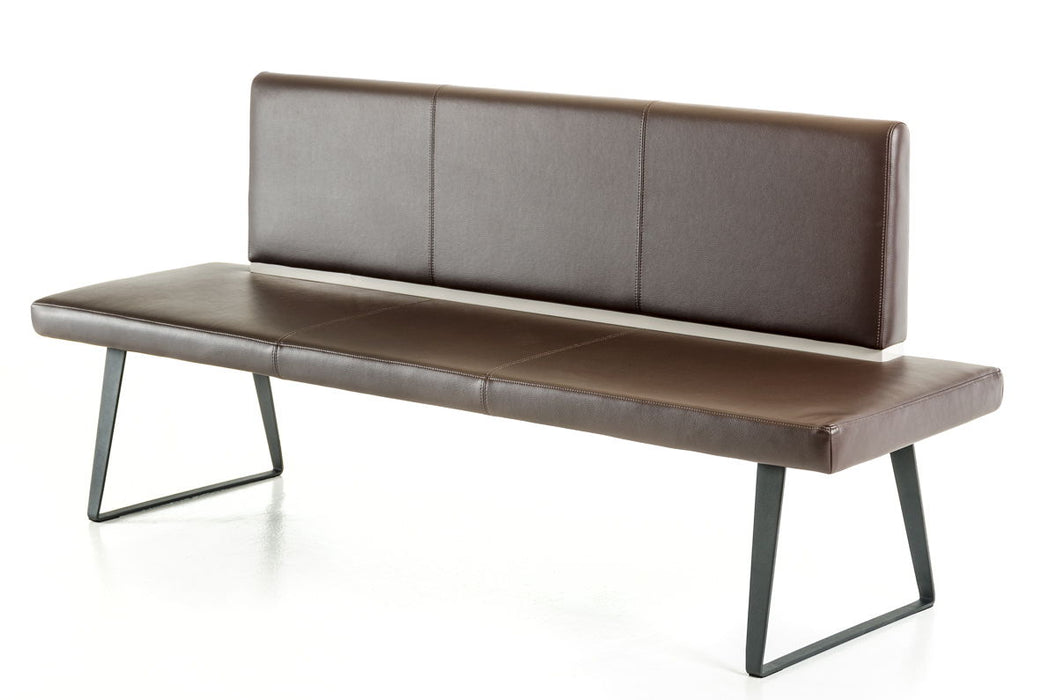 Upholstered Faux Leather Bench - Brown / Black