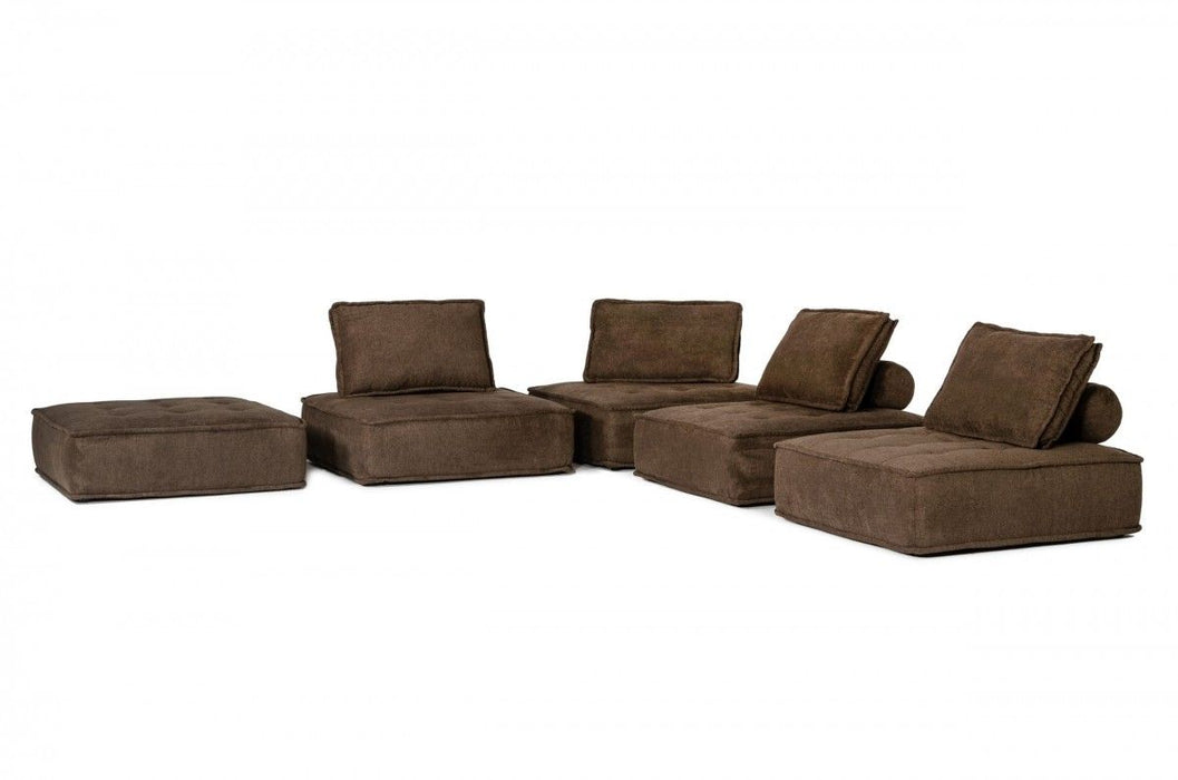 Modern Floor Pillow Modular Sectional Sofa - Chocolate Brown