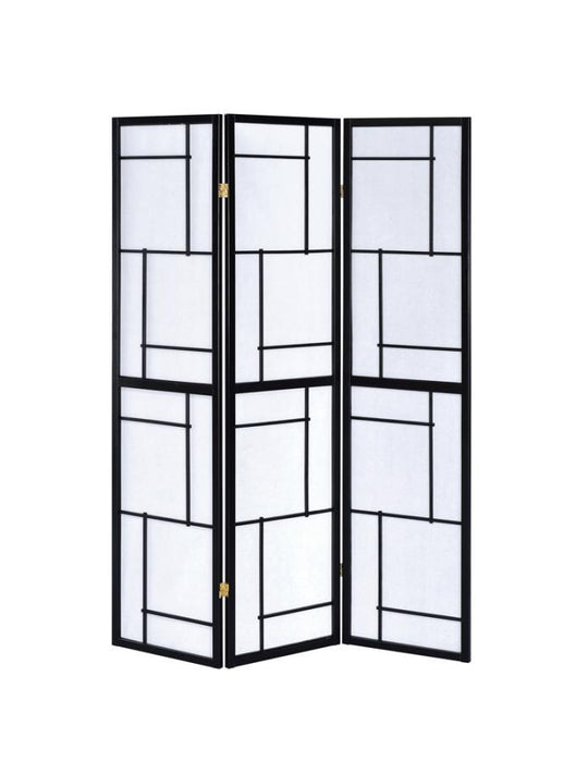 Damis - 3-Panel Folding Floor Screen - Black And White - Simple Home Plus