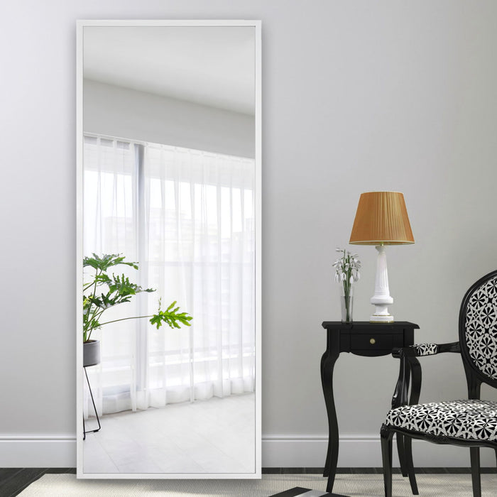 Framed Wall Mirror With Stand - White