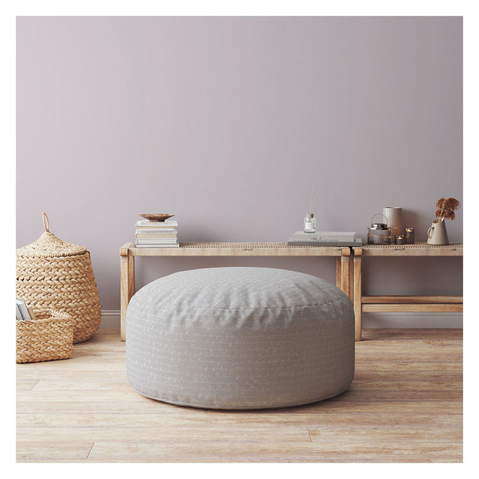 Cotton Round Pouf Ottoman - Gray