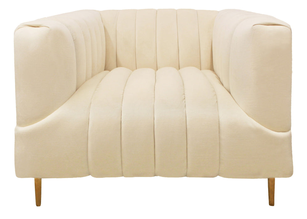 Velvet And Gold Solid Color Lounge Chair - Ivory