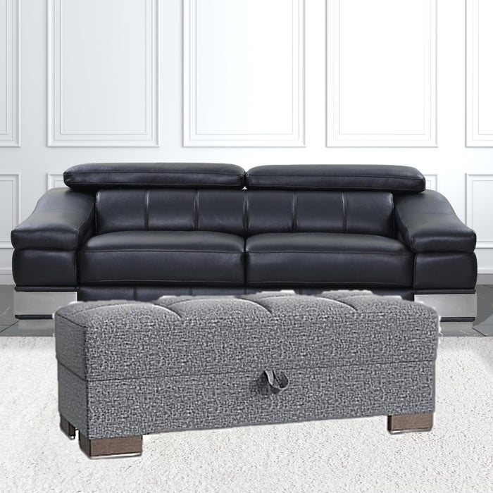 Polyester Blend Tufted Storage Ottoman - Gray / Brown