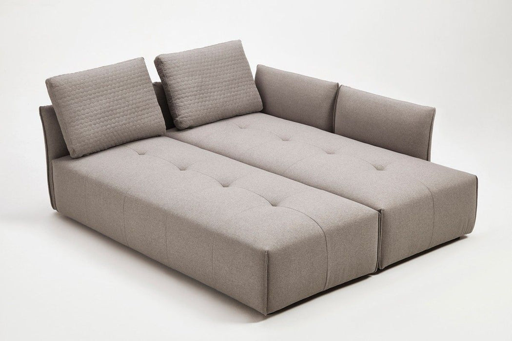 Polyester Modular L Shaped Two Piece Sofa And Chaise Sectional And Toss Pillows - Light Gray