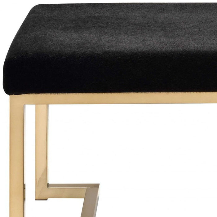 Cotton Blend Ottoman - Black / Gold