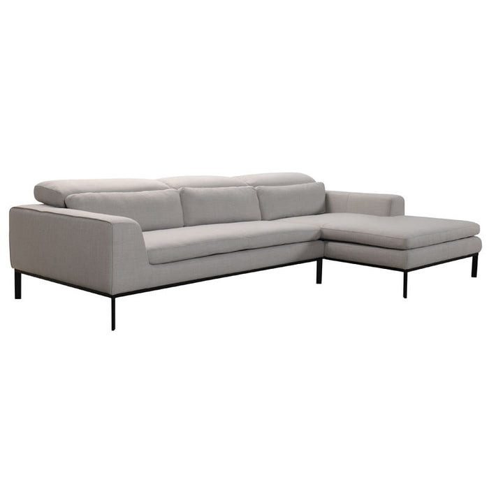 Fabric And Wood Sectional Sofa - Gray