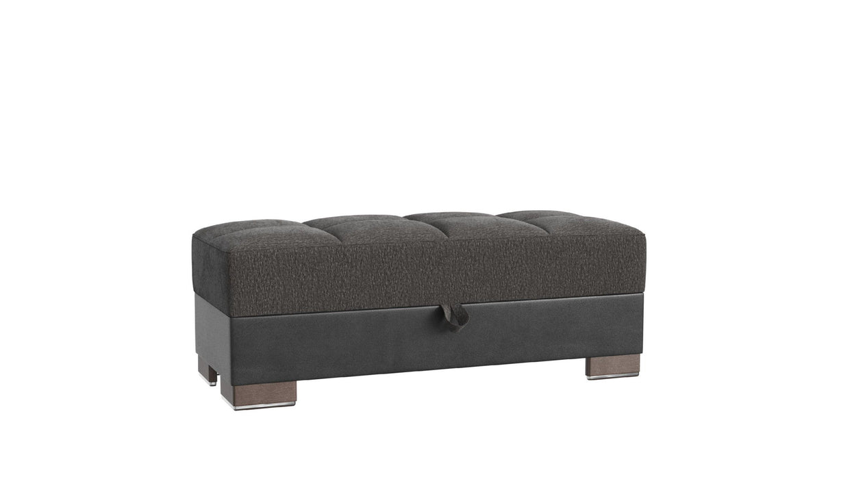 Chenille Tufted Storage Ottoman - Gray / Brown