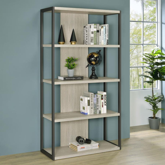 Loomis - 4-Shelf Bookcase - Whitewashed Gray - Simple Home Plus