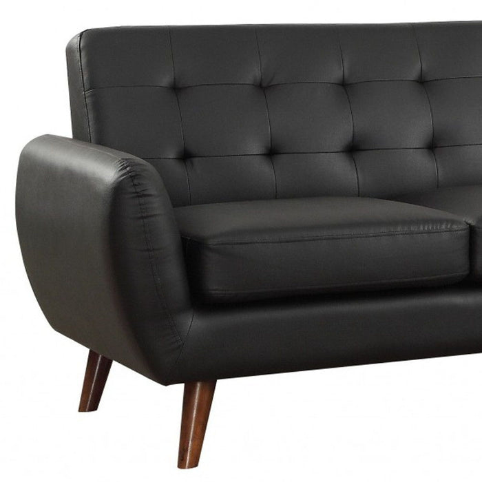 Faux Leather L Shaped Two Piece Sofa And Chaise Sectional - Black