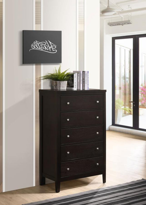 Carlton - 5-Drawer Rectangular Chest - Cappuccino - Simple Home Plus