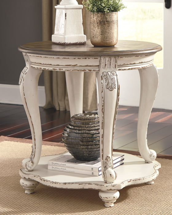 Realyn - White / Brown - Round End Table - Simple Home Plus