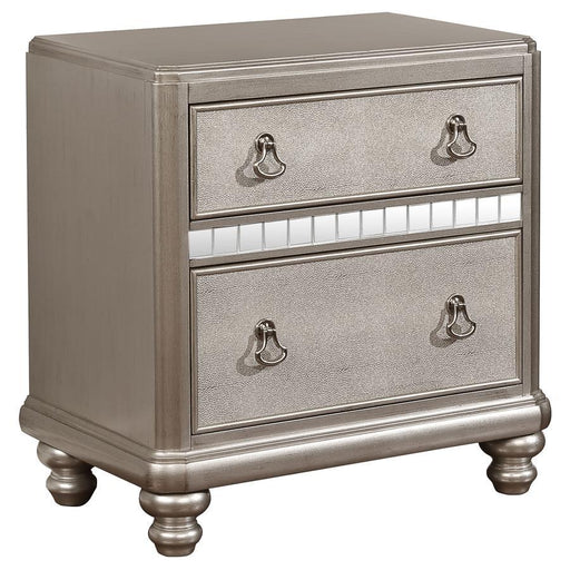 Bling Game - 2-Drawer Nightstand - Metallic Platinum - Simple Home Plus