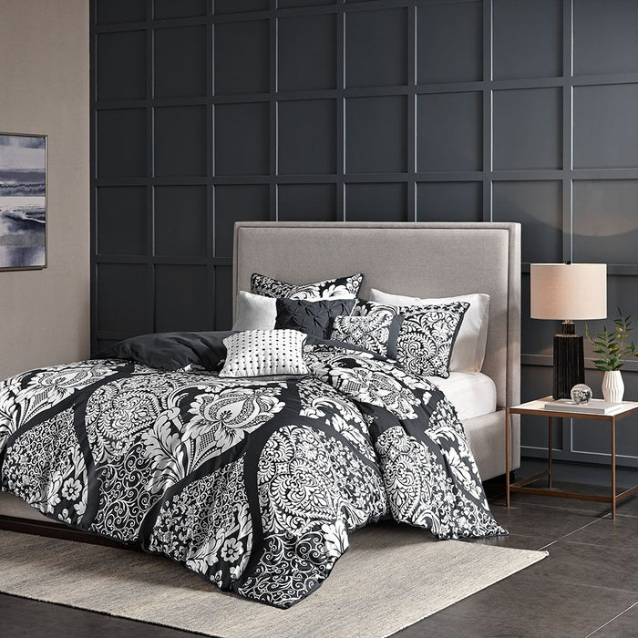 Vienna - 6 Piece King Printed Duvet Cover Set - Black