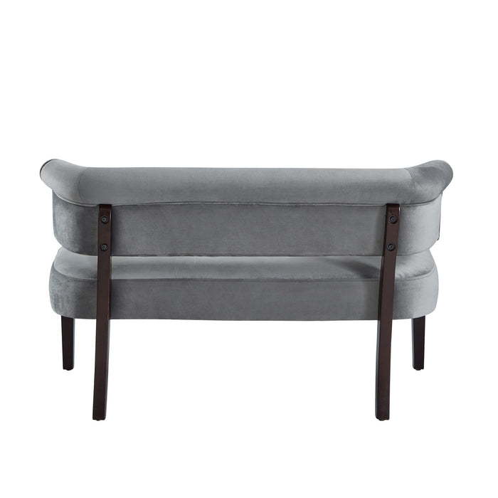 Upholstered Velvet Bench - Brown / Gray