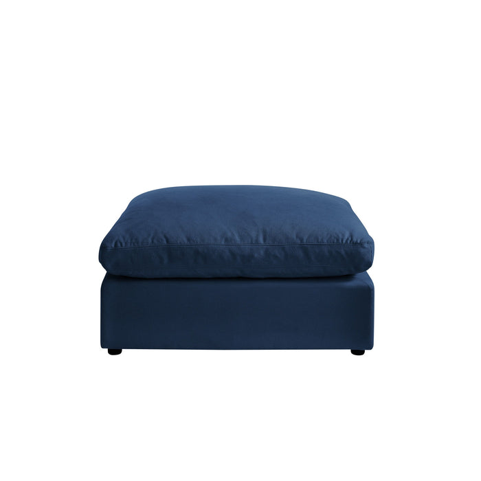 Linen Ottoman - Navy Blue / Black