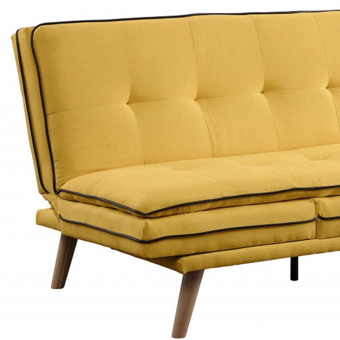 With Brown Legs - Yellow Linen Sofa